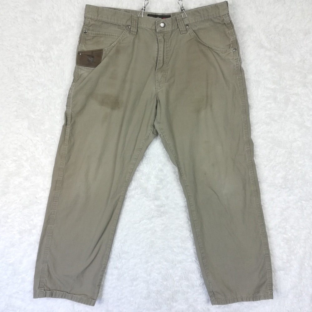 Wrangler Riggs Workwear Mens Pants Dark Khaki Work Ripstop Technician 36x30